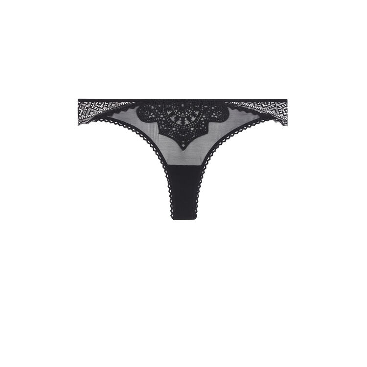 Tanga tulle et dentelle femmefataliz noir.