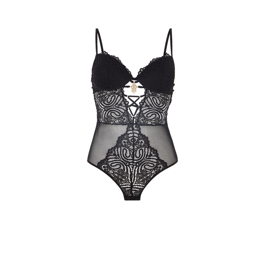 Body push up en dentelle - noir noir.