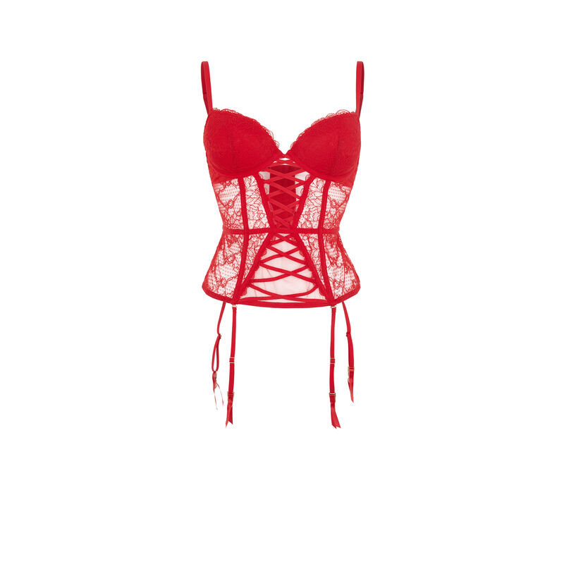 Guêpière push-up en dentelle solairaliz rouge.