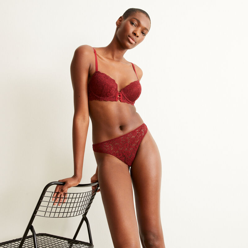 soutien-gorge push-up en dentelle fleurie - rouge soutien-gorge push-up en dentelle fleurie - rouge;