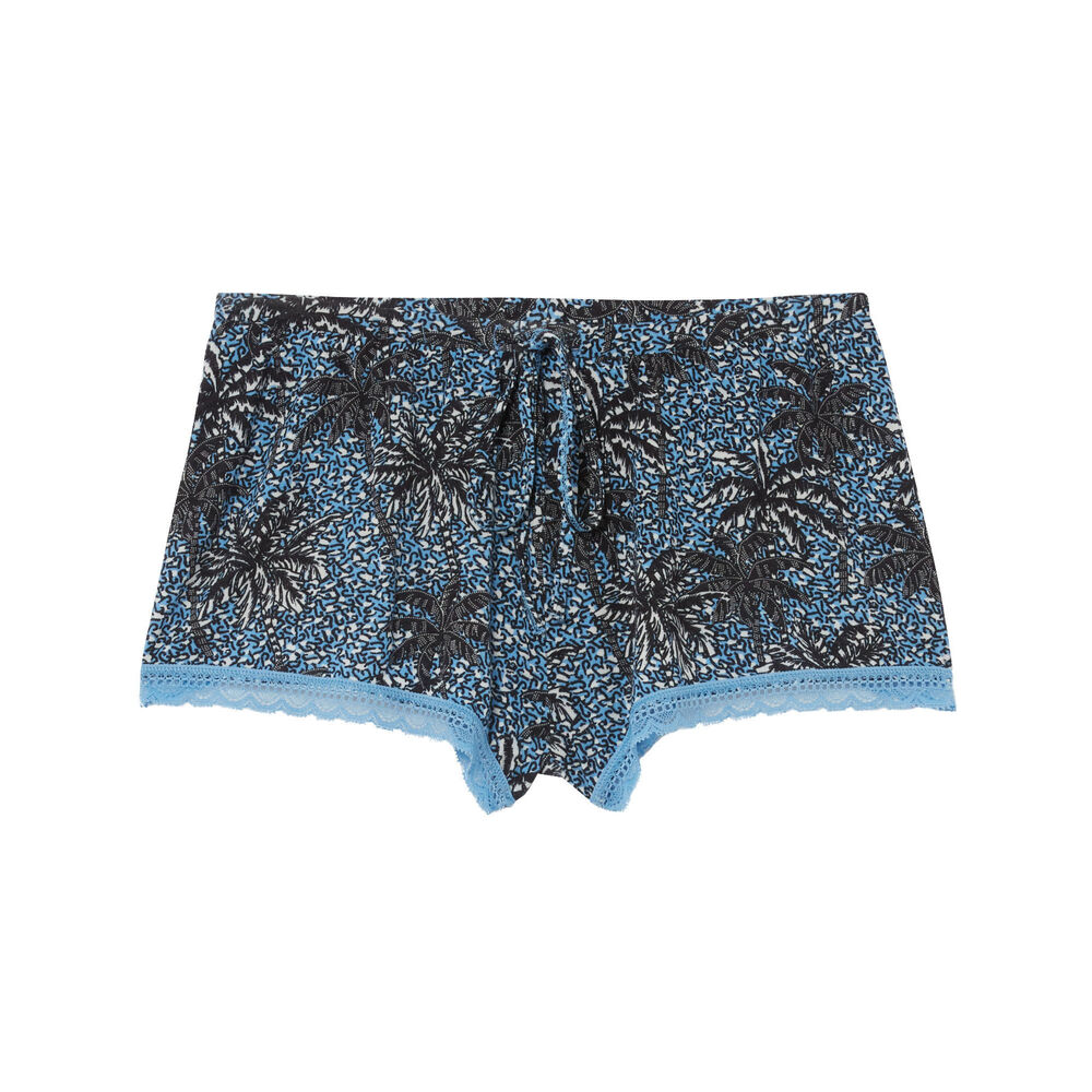 Short en jersey à motifs palmier - bleu bleu.