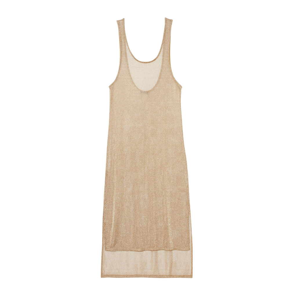 Robe mi-longue métallisée transparente - beige beige.
