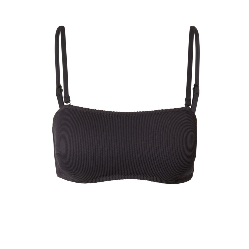 Haut de maillot de bain bandeau tissus gaufré - noir noir.