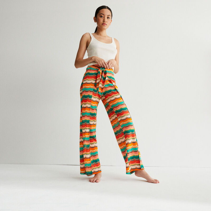 pantalon noué à motifs - vert pantalon noué à motifs - vert;