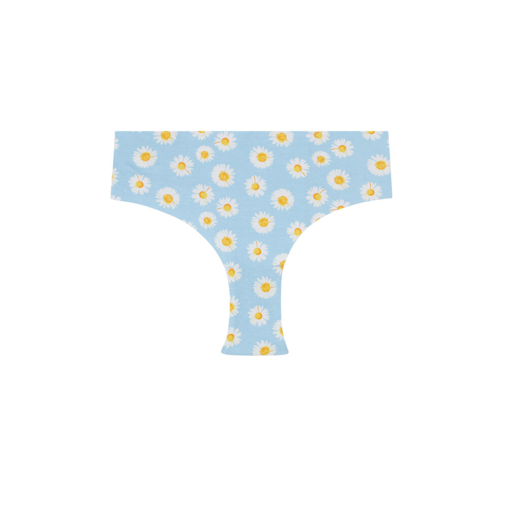Shorty en coton à motifs paquerettes - bleu clair bleu.
