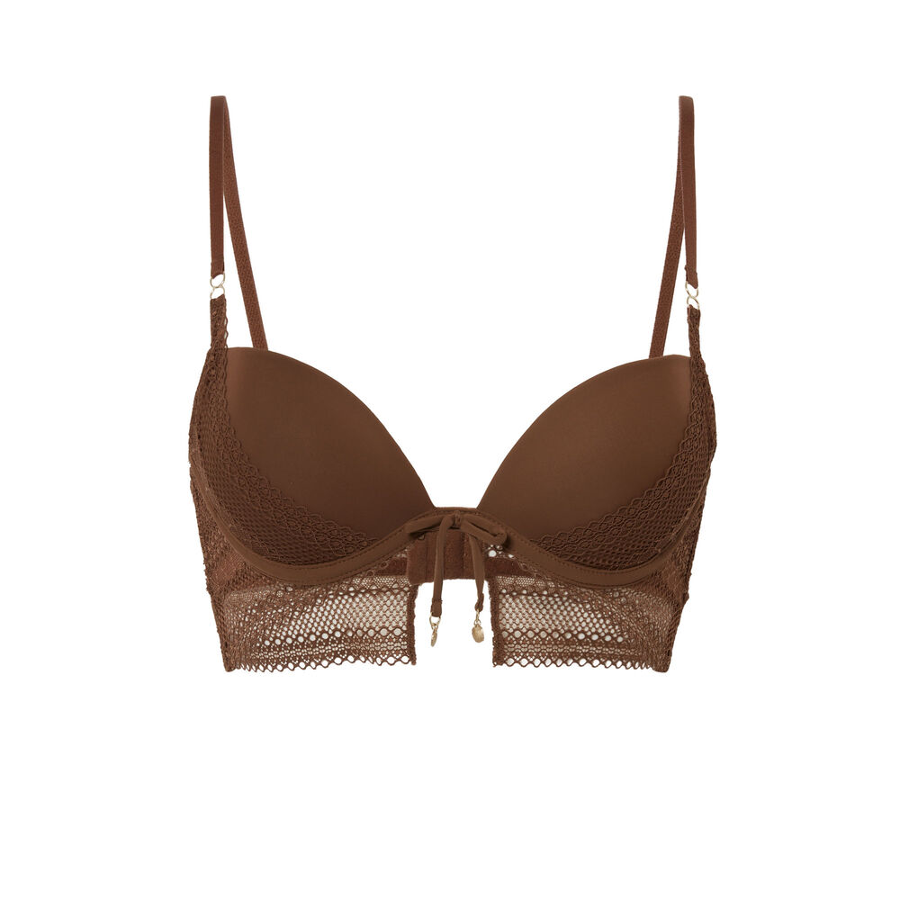 Soutien-gorge push-up à bijoux coquillage - marron marron.