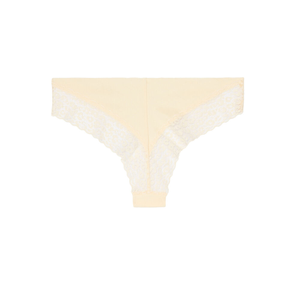 Tanga en micro et dentelle - écru ecru.