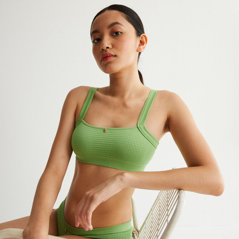 brassière effet gauffré détail bijou - vert brassière effet gauffré détail bijou - vert;