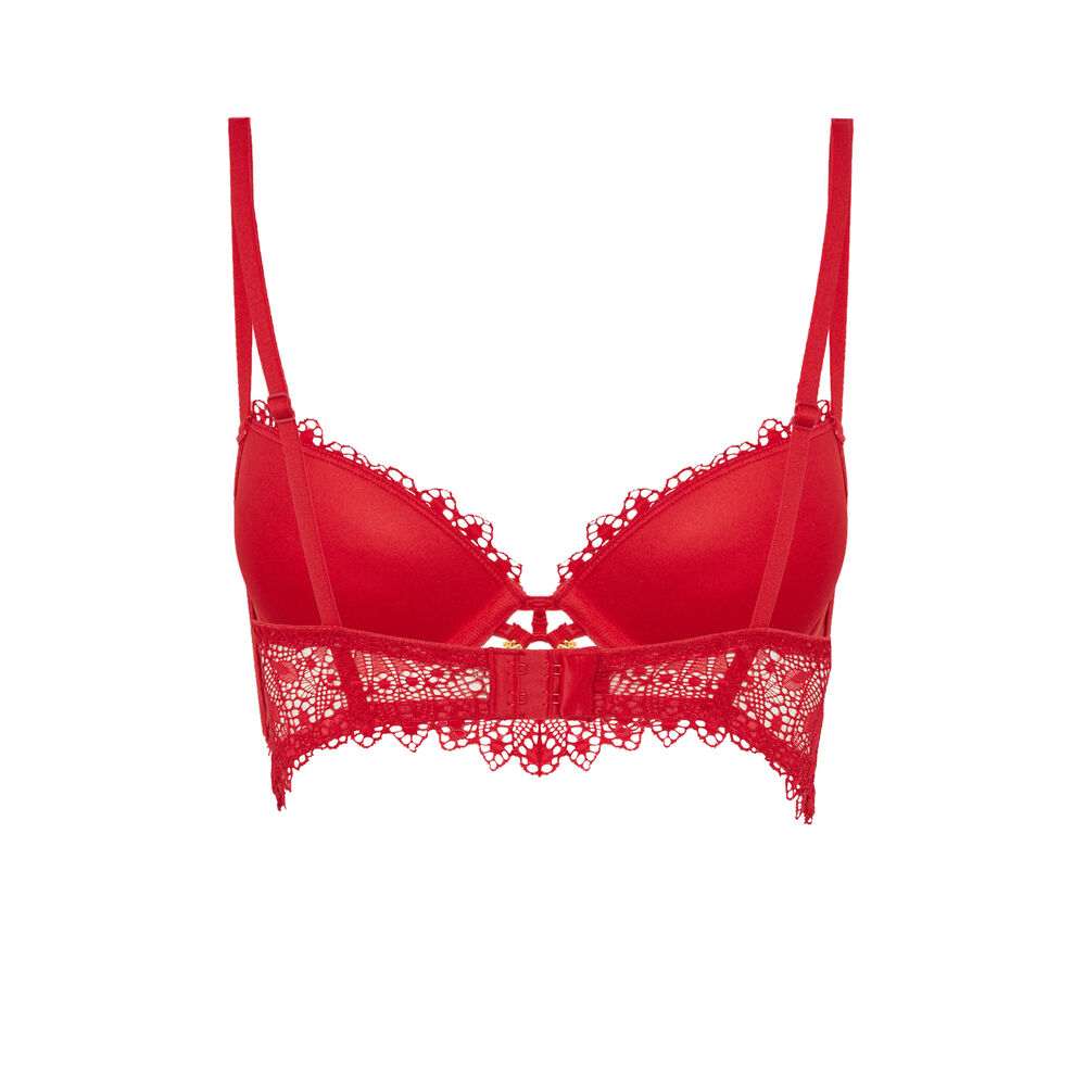 Soutien-gorge bustier push-up à détail bijoux - rouge rouge.