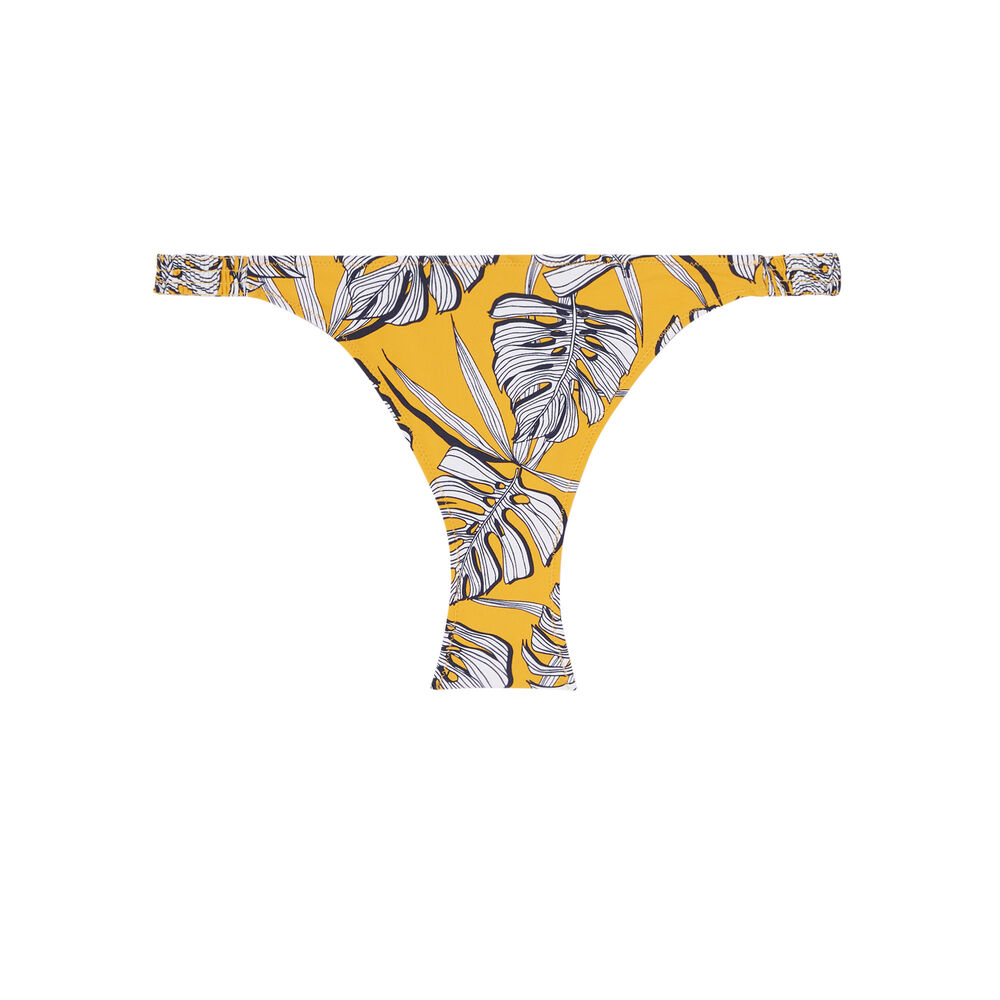 Bas de maillot à détail fronces et motifs palmier - jaune jaune.
