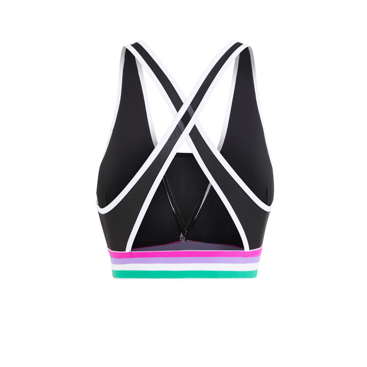 Brassière sport uni croisée au dos polasportiz noir.