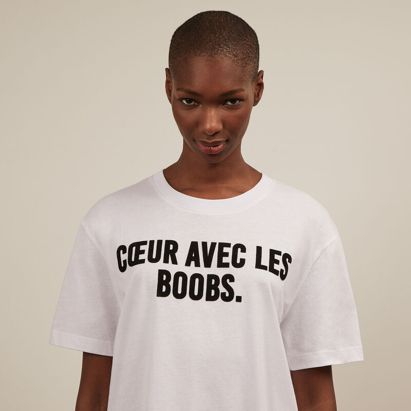 Top à manches courtes à message - blanc Top à manches courtes à message - blanc;