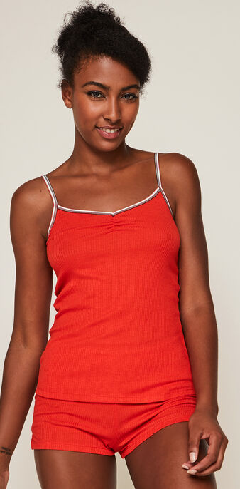 Set pyjama deux pi&egrave;ces en jersey raycooliz rouge.