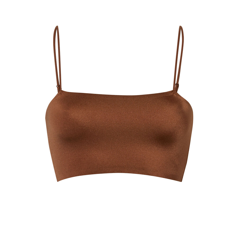 Brassière à bretelles fines sans armatures - marron marron.