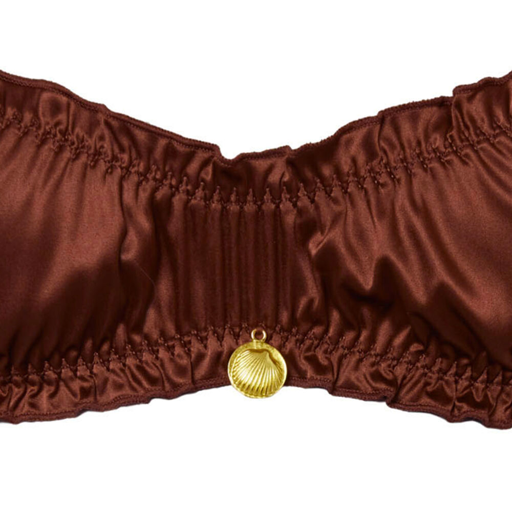 Brassière satinée sans armature - marron marron.