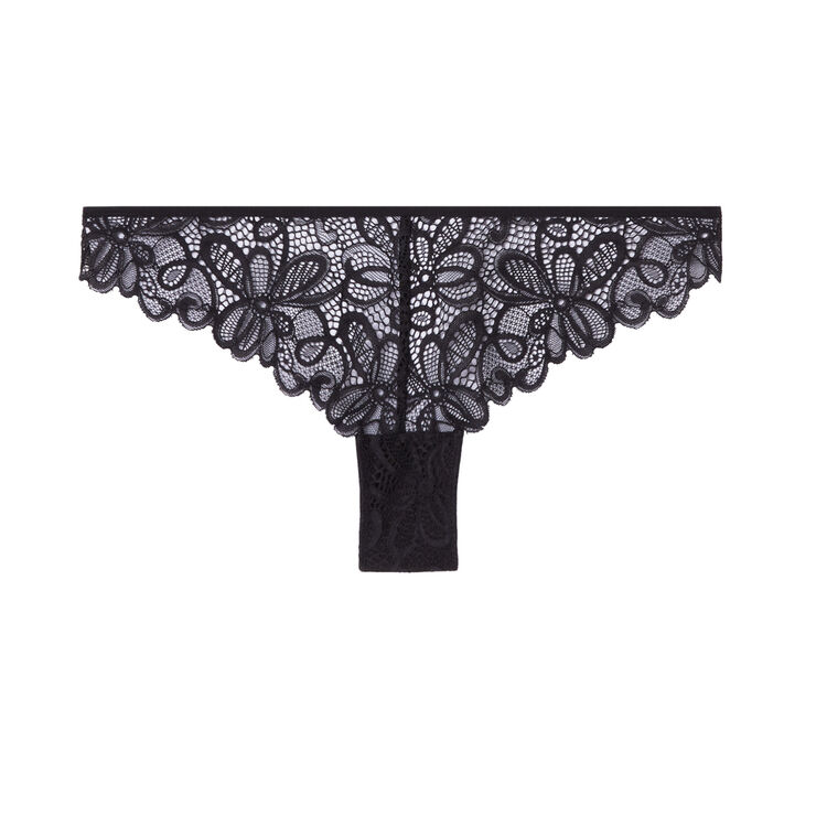 Tanga en dentelle pampiz noir.