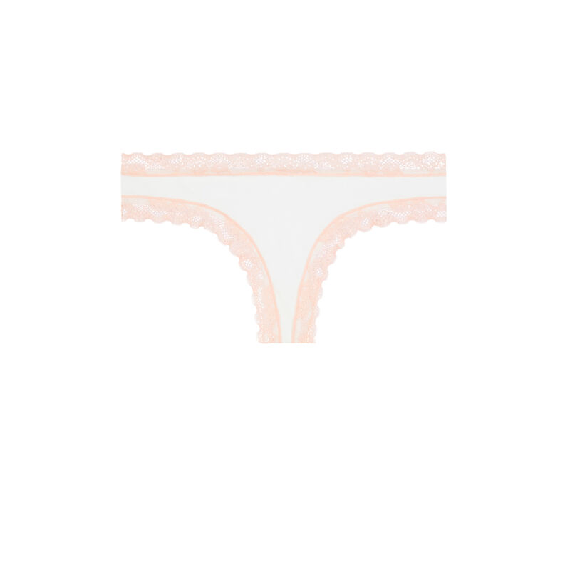 Shorty en coton détail dentelle - blanc Shorty en coton détail dentelle - blanc;