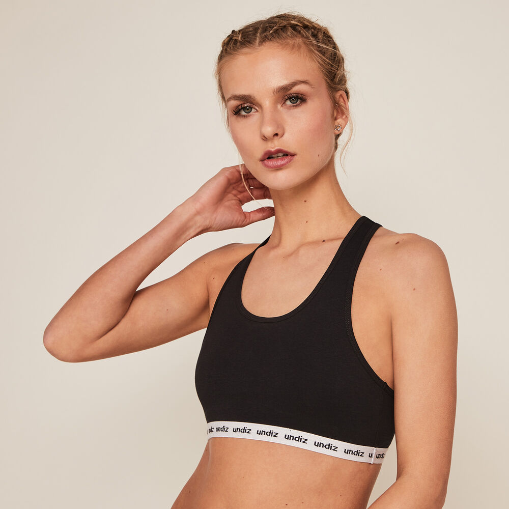 Soutien-gorge brassière en coton - noir noir.