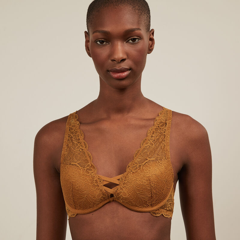 soutien-gorge push-up foulard en dentelle - marron soutien-gorge push-up foulard en dentelle - marron;
