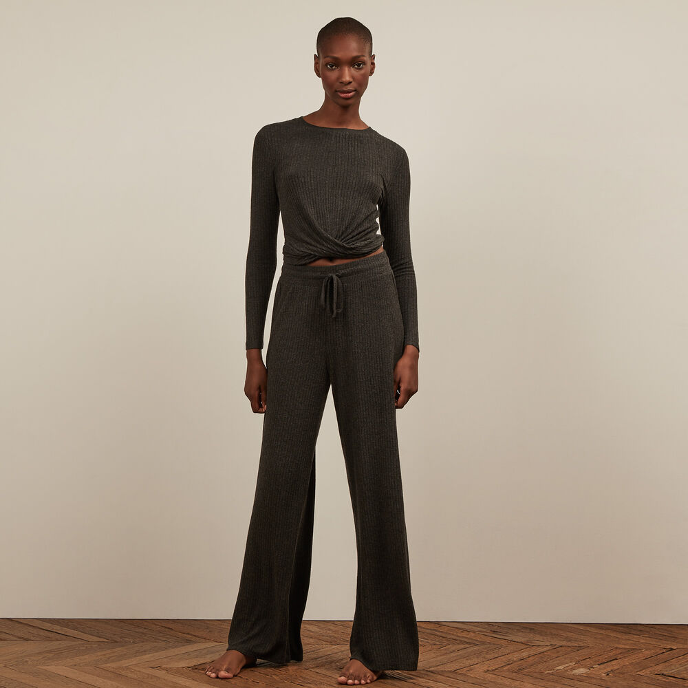 Top &agrave; manches longues - gris gris.