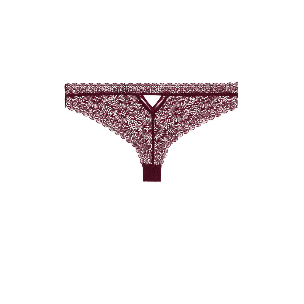 Tanga en dentelle à fleurs - rouge rouge.