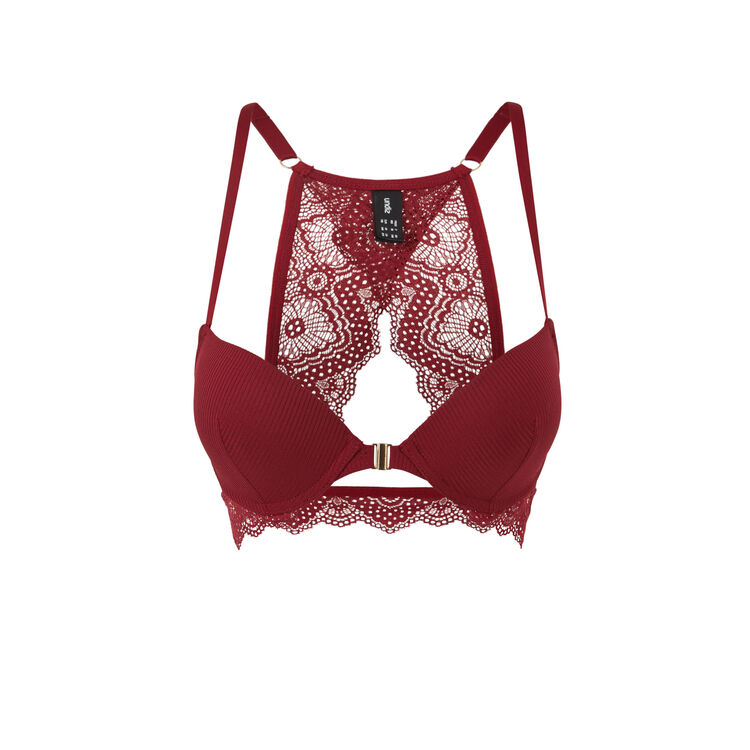 Soutien-gorge push micro/dentelle merveilliz rhubarbe.