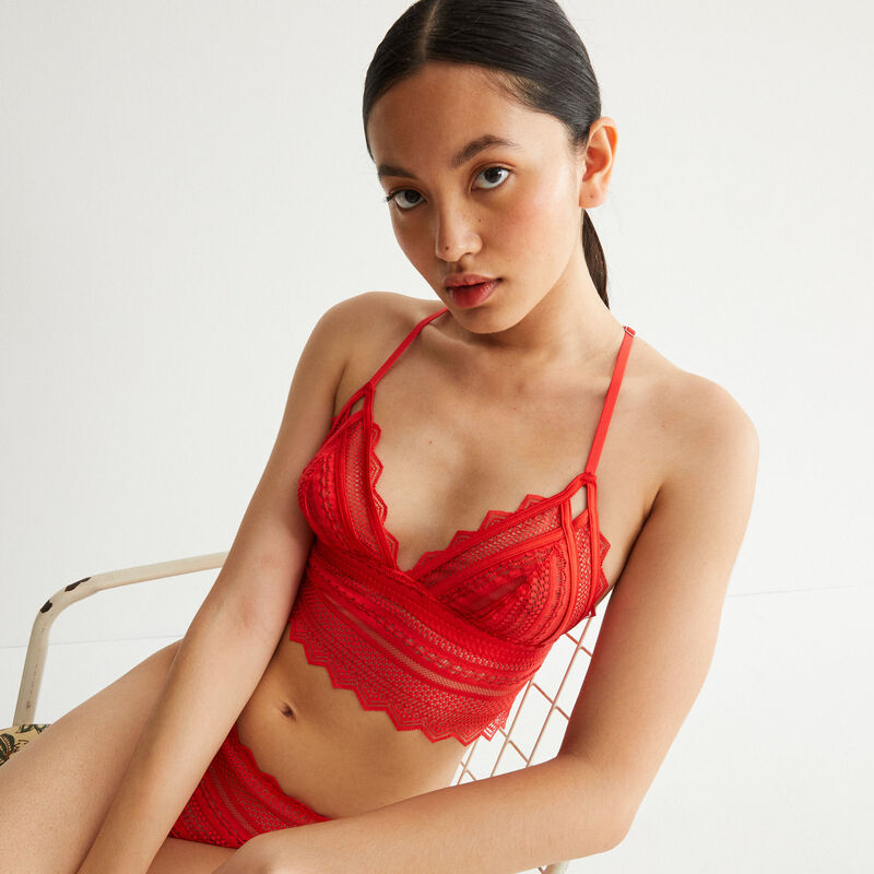soutien-gorge triangle sans armatures détail dos - rouge soutien-gorge triangle sans armatures détail dos - rouge;