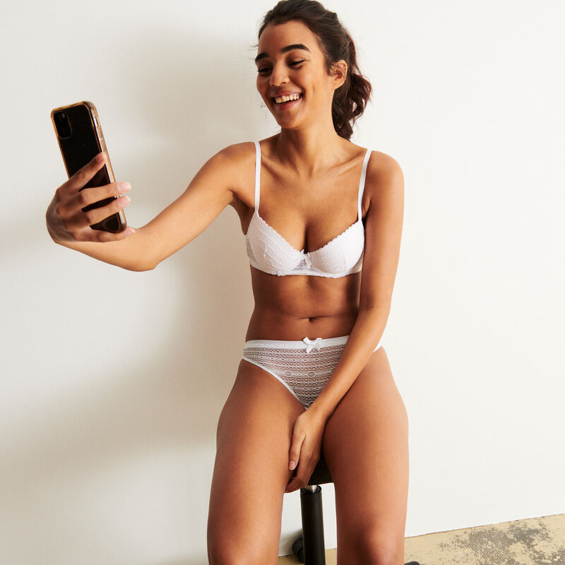 soutien-gorge ampli en dentelle détail nœud - blanc soutien-gorge ampli en dentelle détail nœud - blanc;