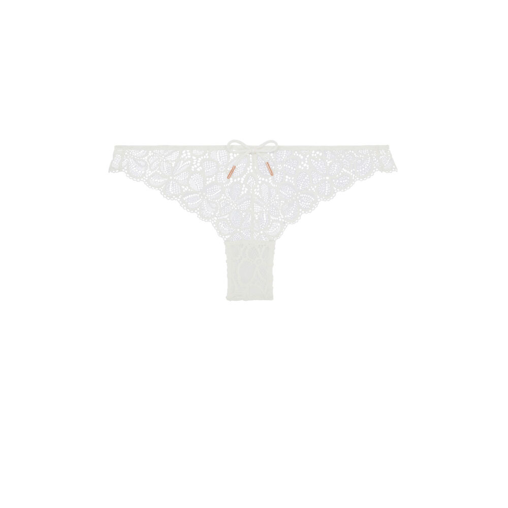 Tanga en dentelle - blanc blanc.