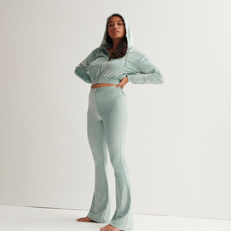 veste crop en velours à taille élastique - vert d'eau veste crop en velours à taille élastique - vert d'eau;