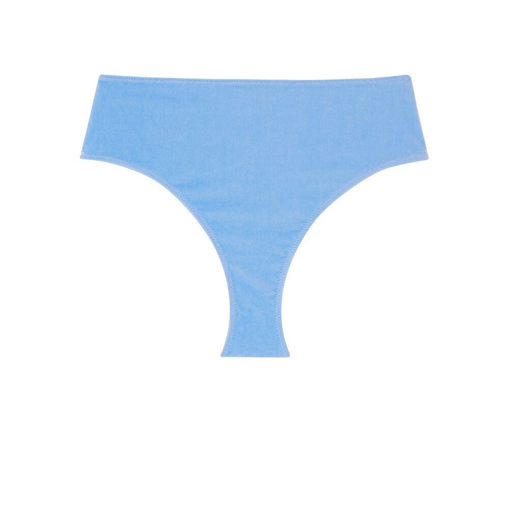 Bas de maillot culotte taille haute velours - bleu bleu.