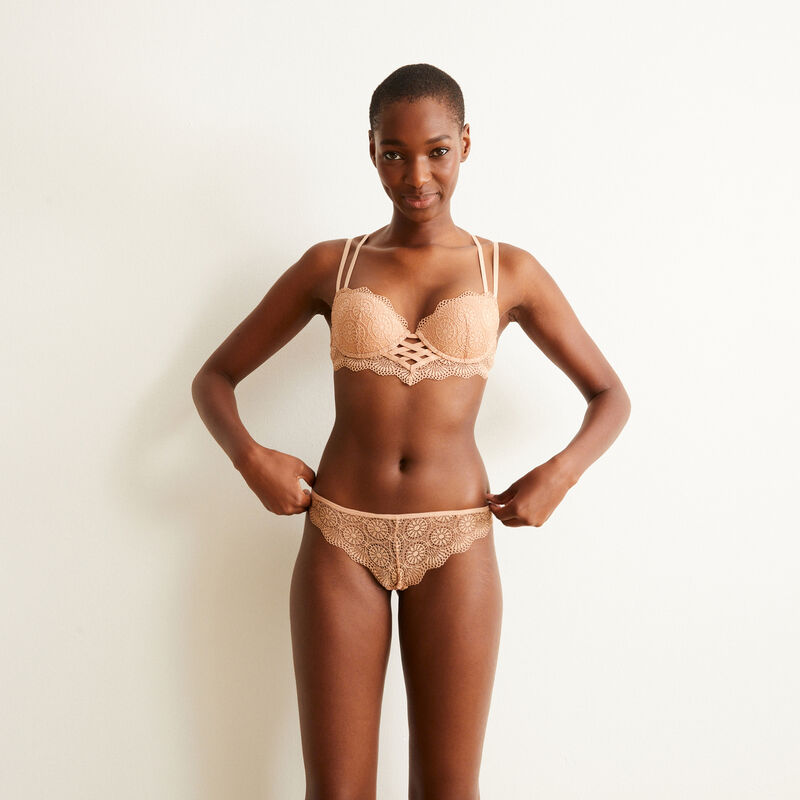 soutien-gorge bustier push-up à détails liens - rose soutien-gorge bustier push-up à détails liens - rose;