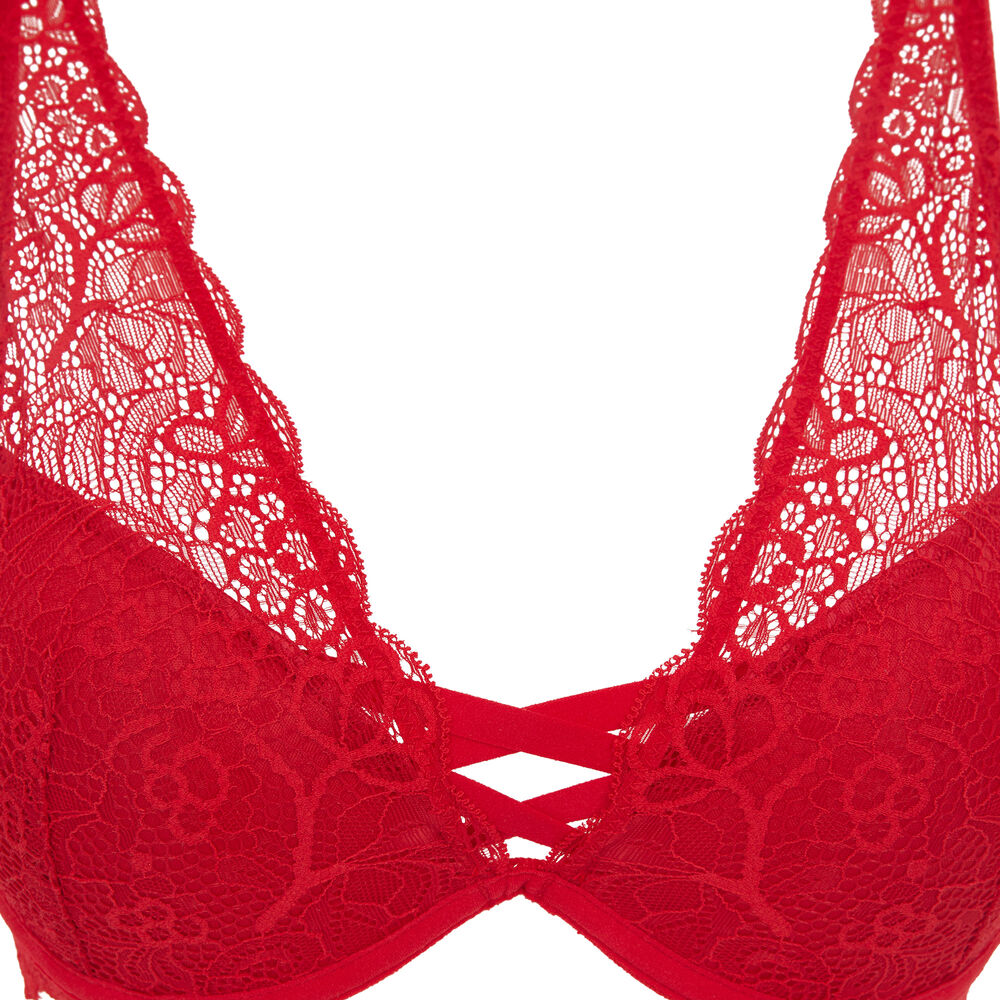 Soutien-gorge push-up foulard en dentelle - rouge rouge.