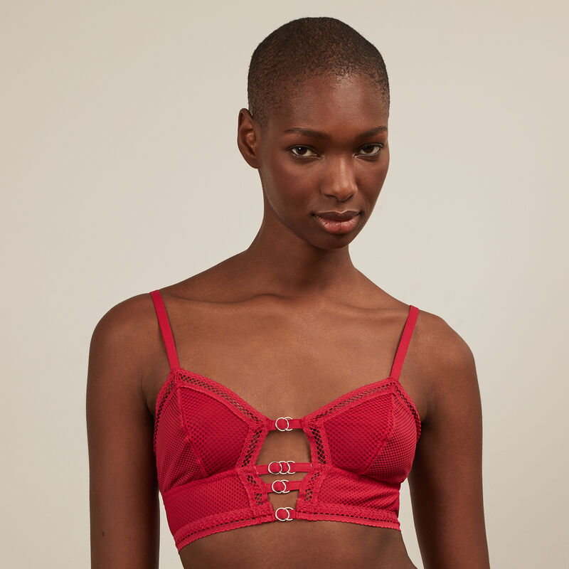 Soutien-gorge triangle en résille - rouge Soutien-gorge triangle en résille - rouge ;
