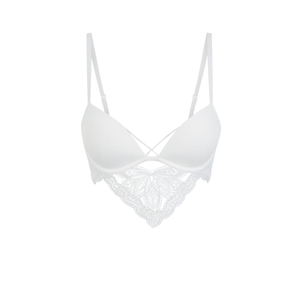 Soutien-gorge push micro et dentelle - blanc blanc.