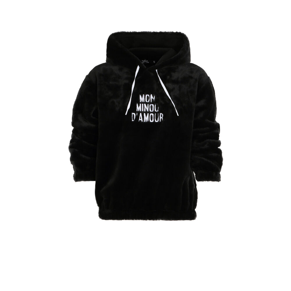 Sweat polaire à message mon minou d'amour - noir noir.