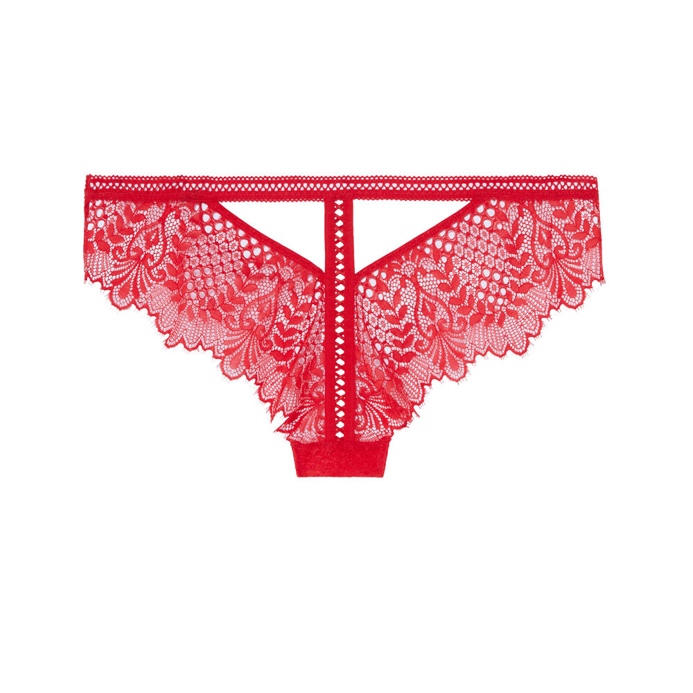 Culotte tout en dentelle ajourée - rouge rouge.