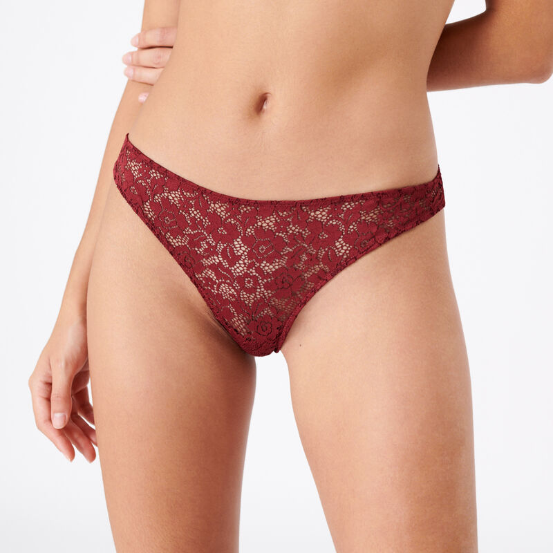 tanga en dentelle fleurie - bordeaux tanga en dentelle fleurie - bordeaux;