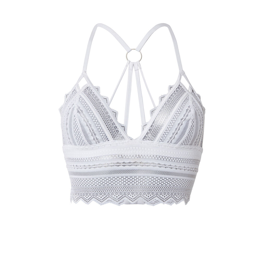 Soutien-gorge triangle sans armatures détail dos - blanc blanc.