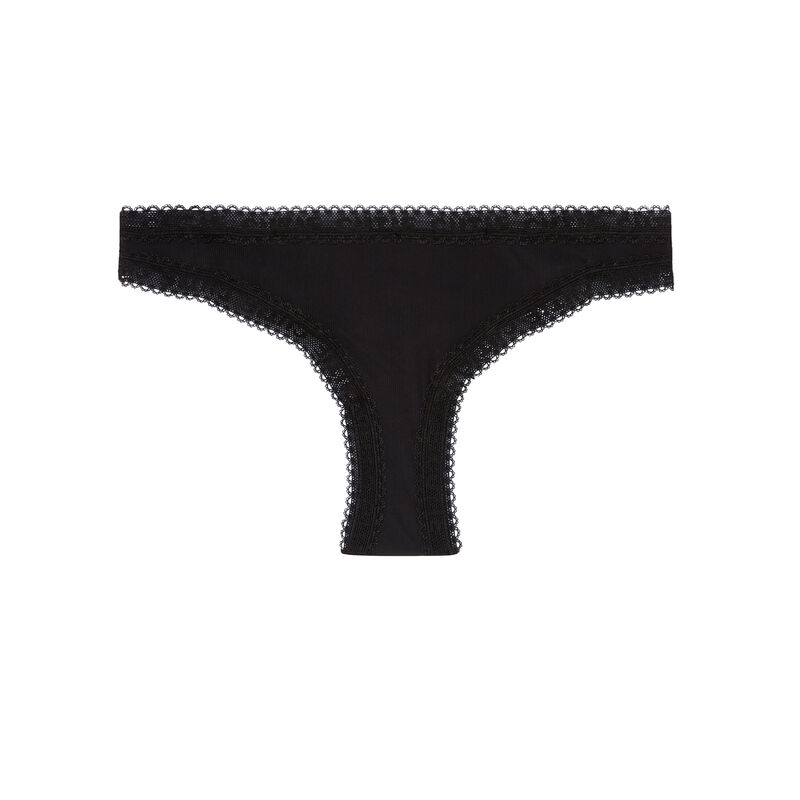 culotte en microfibre et détails dentelle - noir culotte en microfibre et détails dentelle - noir;