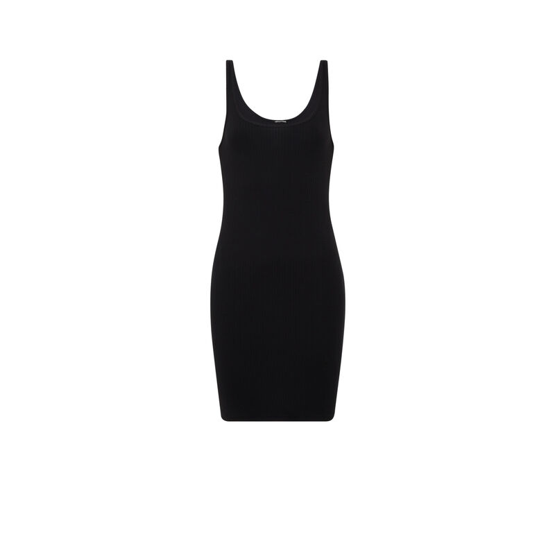 Robe unie forme débardeur - noir Robe unie forme débardeur - noir;