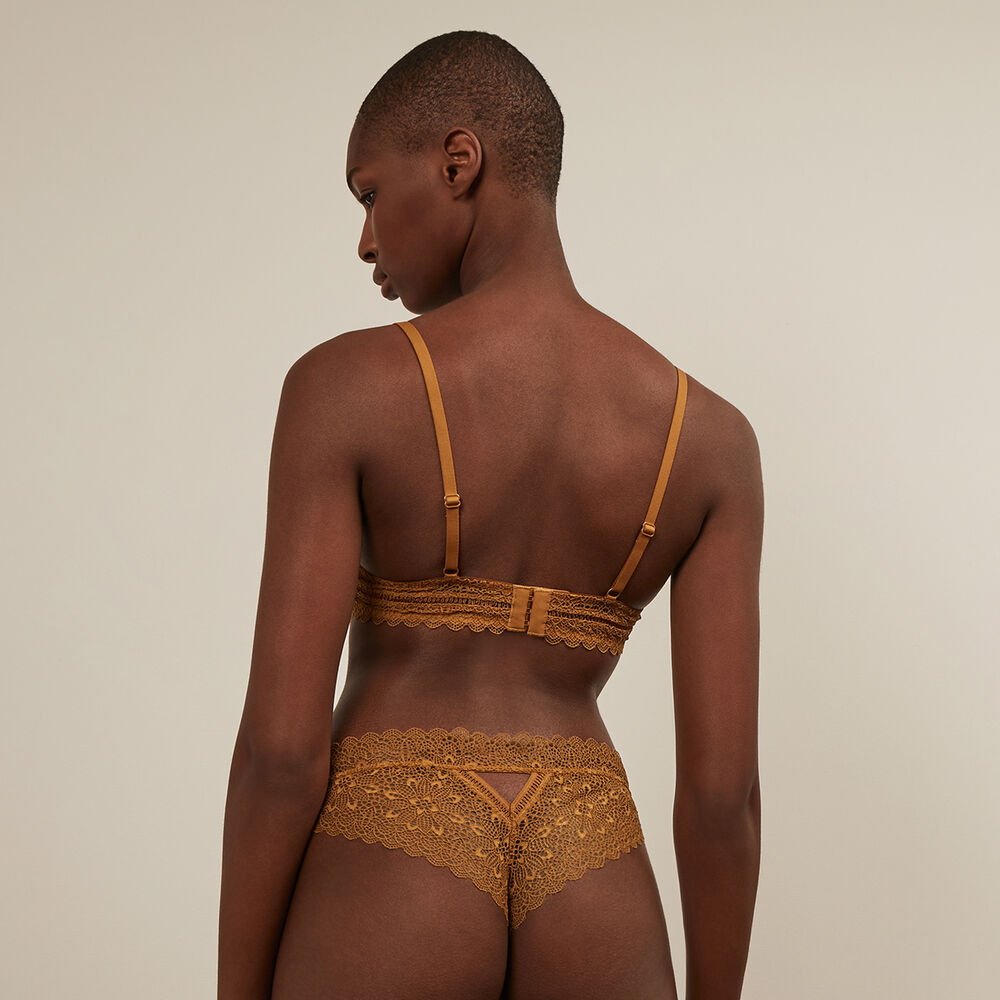 Soutien-gorge ultra push-up en dentelle - ocre marron.
