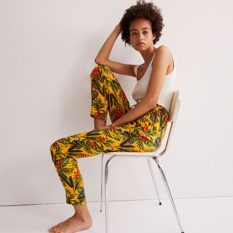 pantalon à motifs tropical - noir pantalon à motifs tropical - noir;