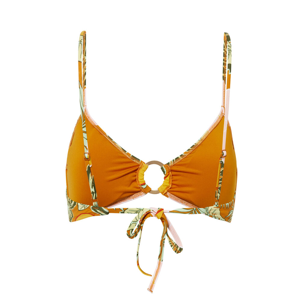 Haut de maillot brassière imprimé tropical - orange orange.