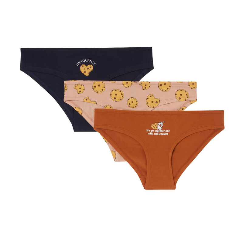 lot de 3 culottes mood cookies - marron lot de 3 culottes mood cookies - marron;