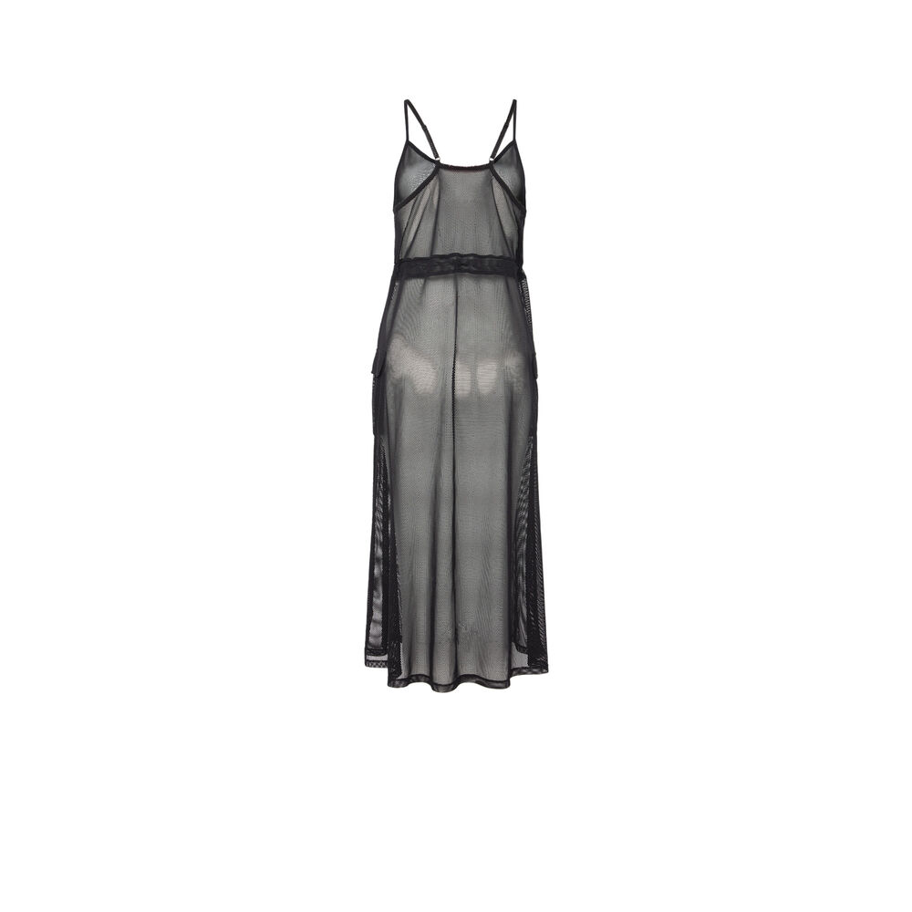 Robe en tulle transparente détail élastique - noir noir.