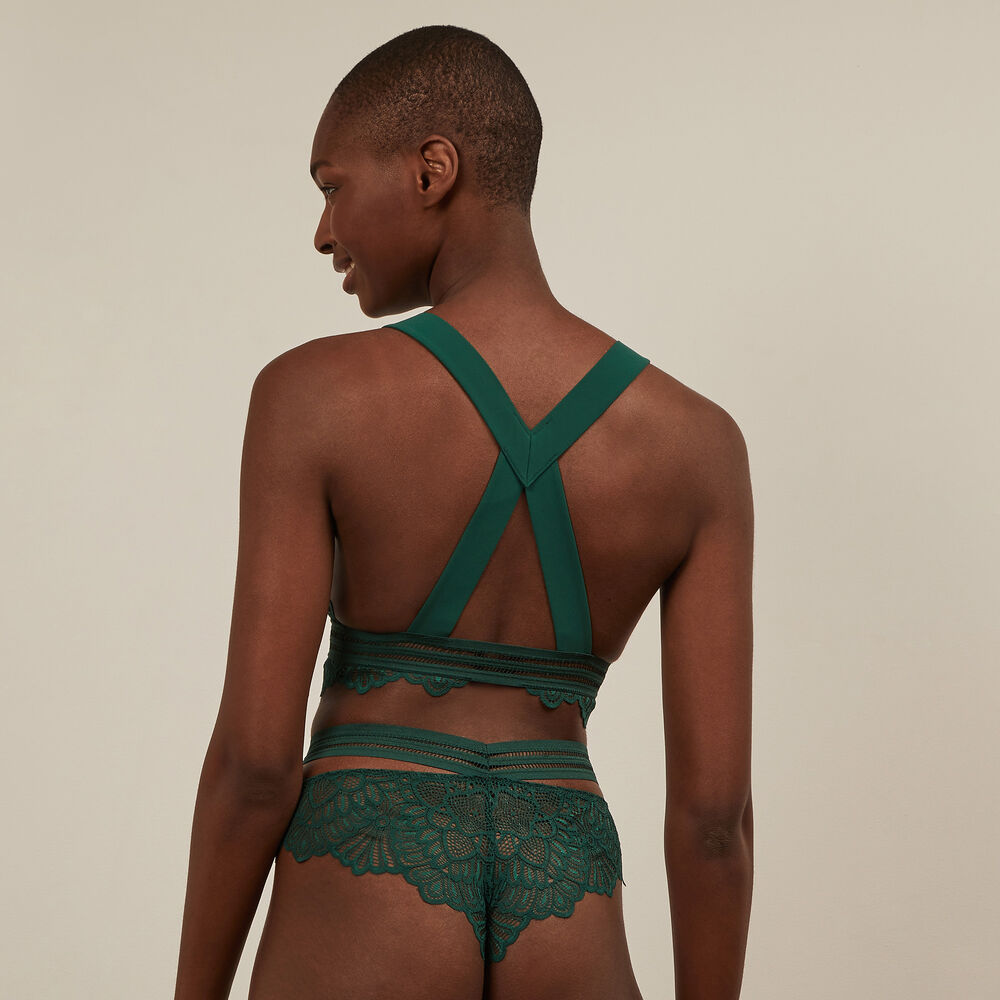 Soutien-gorge triangle liens croisés dos - vert vert.