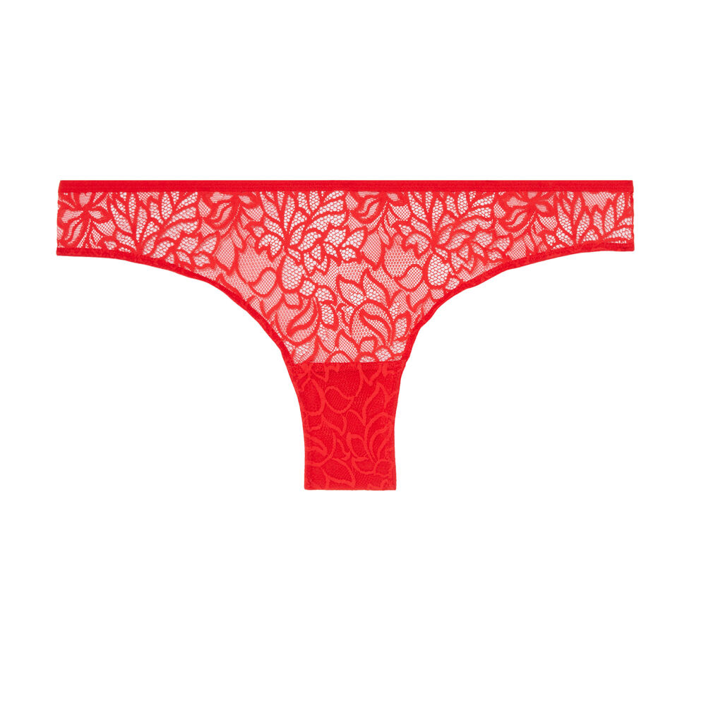 Tanga en dentelle - rouge rouge.