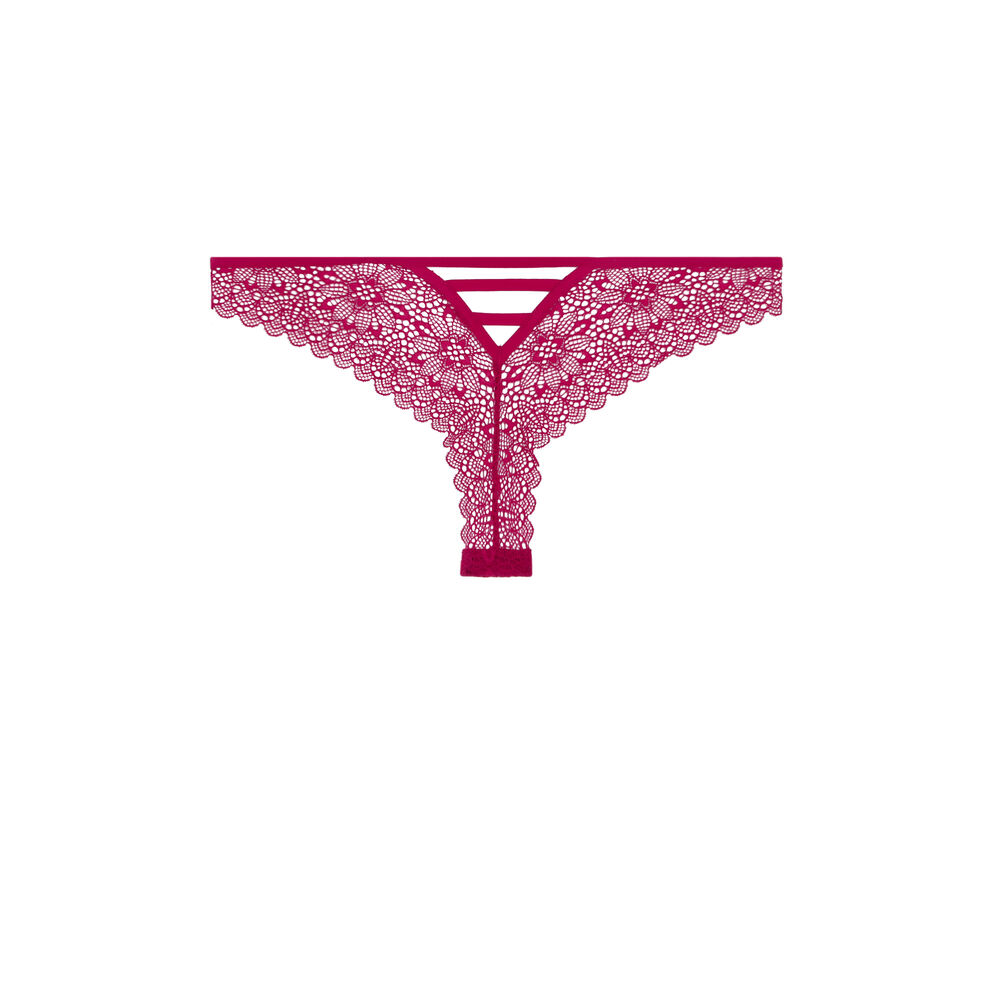 Tanga à dentelle avec liens - rouge rouge.