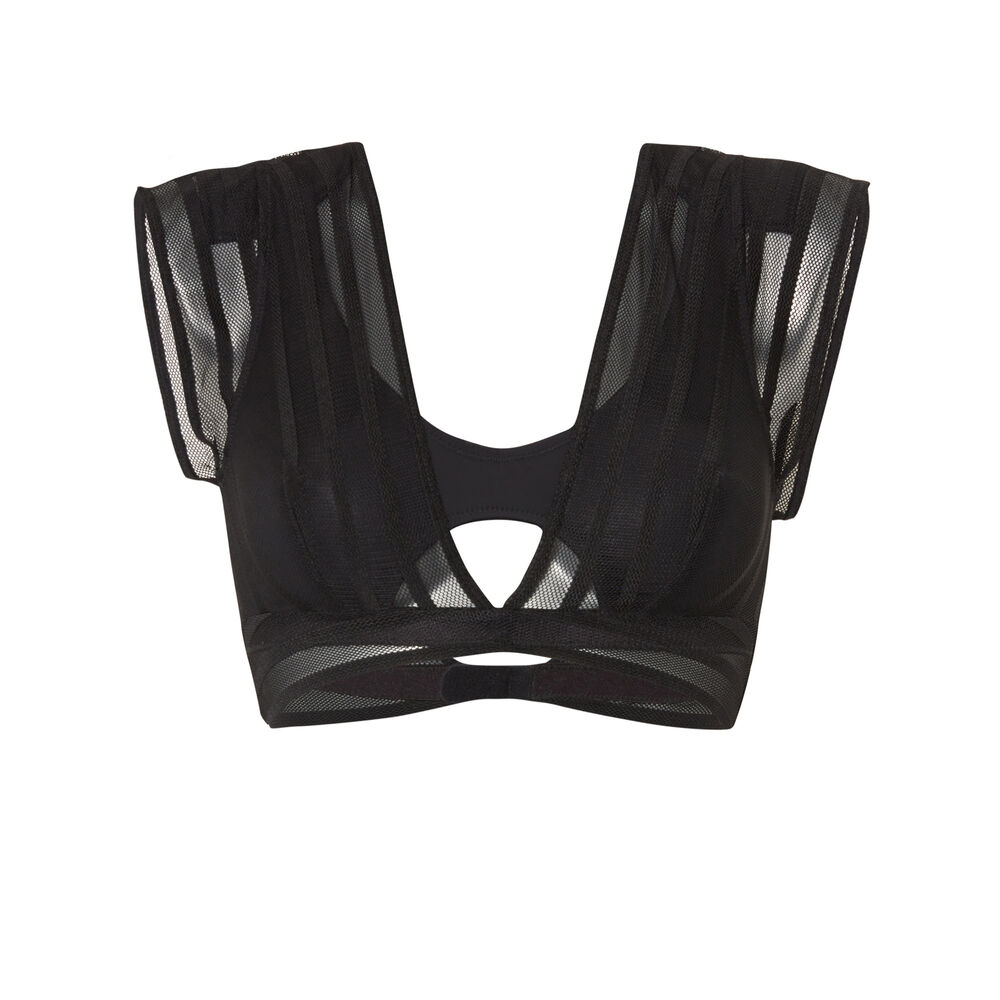 Brassière à épaules dentelle sans armatures - noir noir.